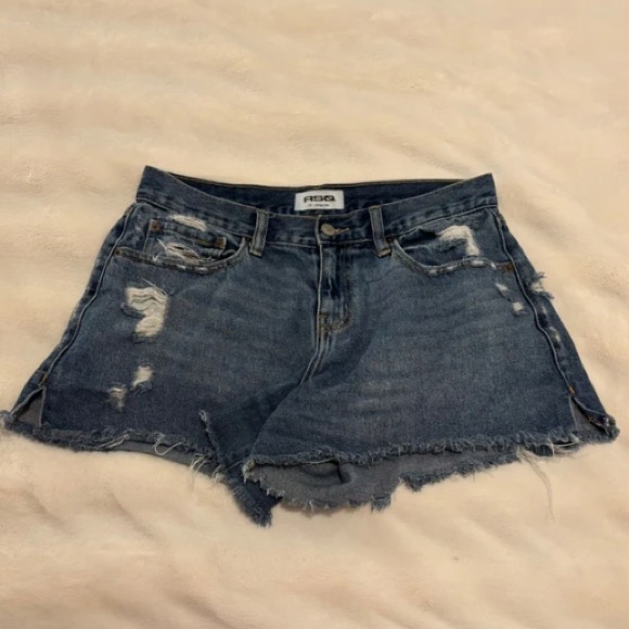Denim Distressed Women's Athletic Shorts - Blue